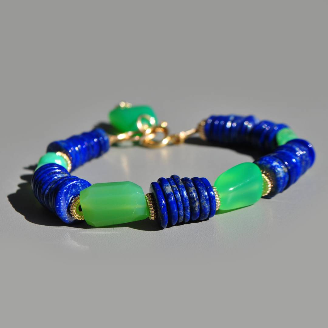 Bracelet Chrysoprase lapis lazuli -5