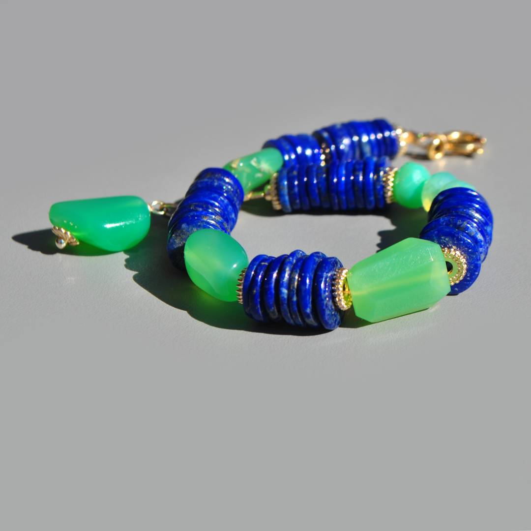Bracelet Chrysoprase lapis lazuli -2