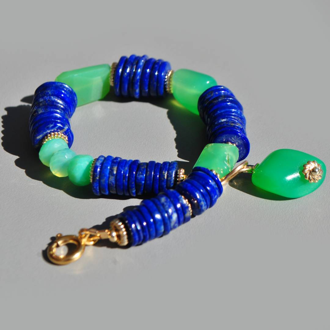 Bracelet Chrysoprase lapis lazuli -3