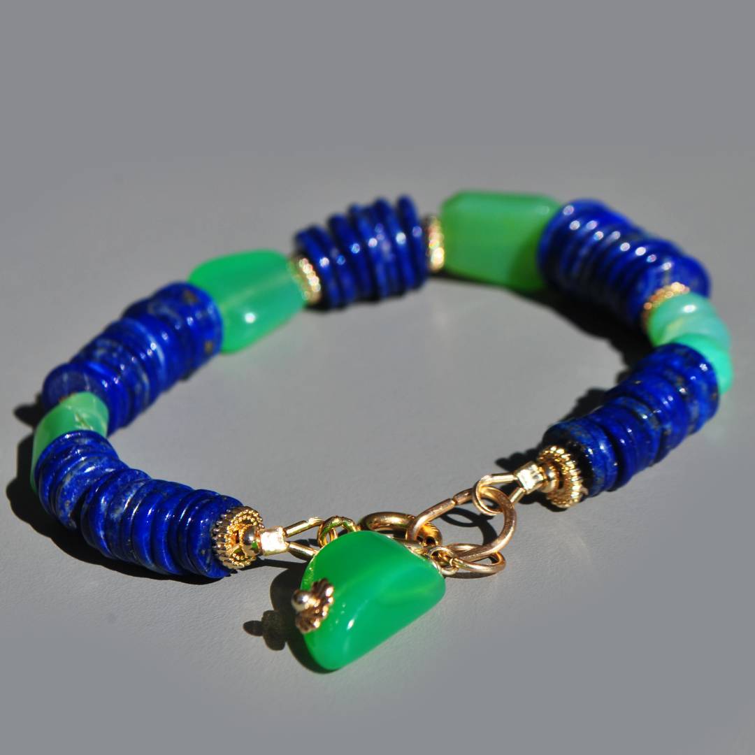 Bracelet Chrysoprase lapis lazuli -7
