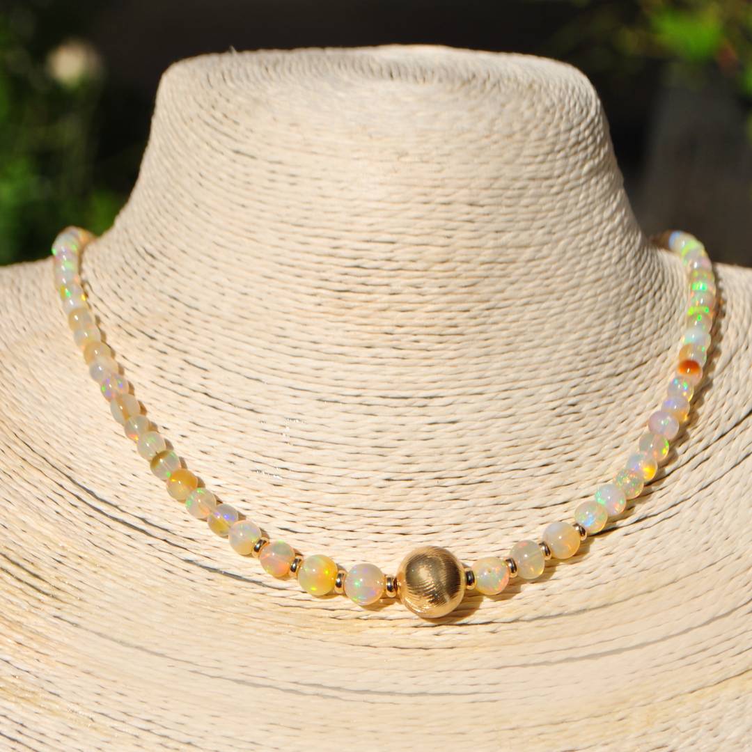 collier opale wlo grosse boule or-B