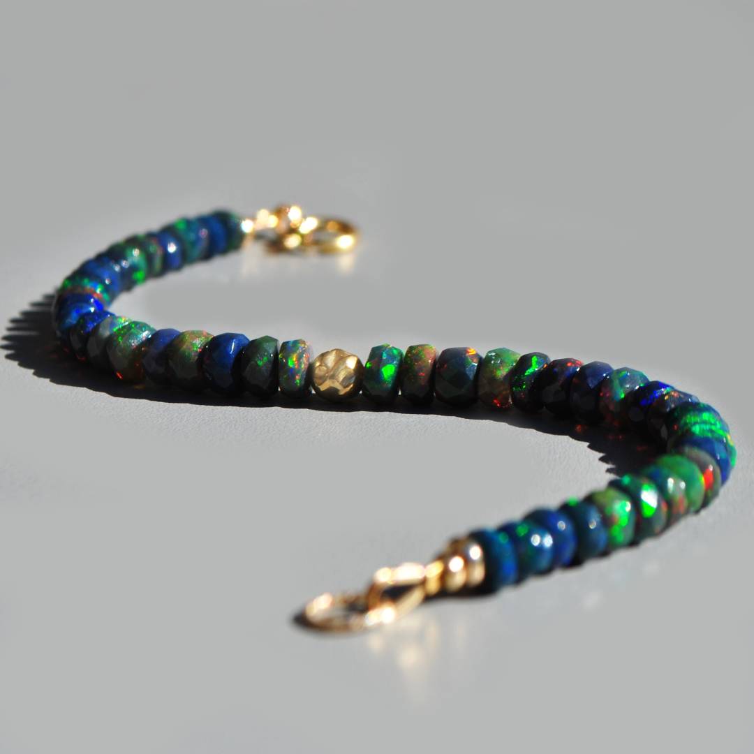 bracelet opale noire boule or-7