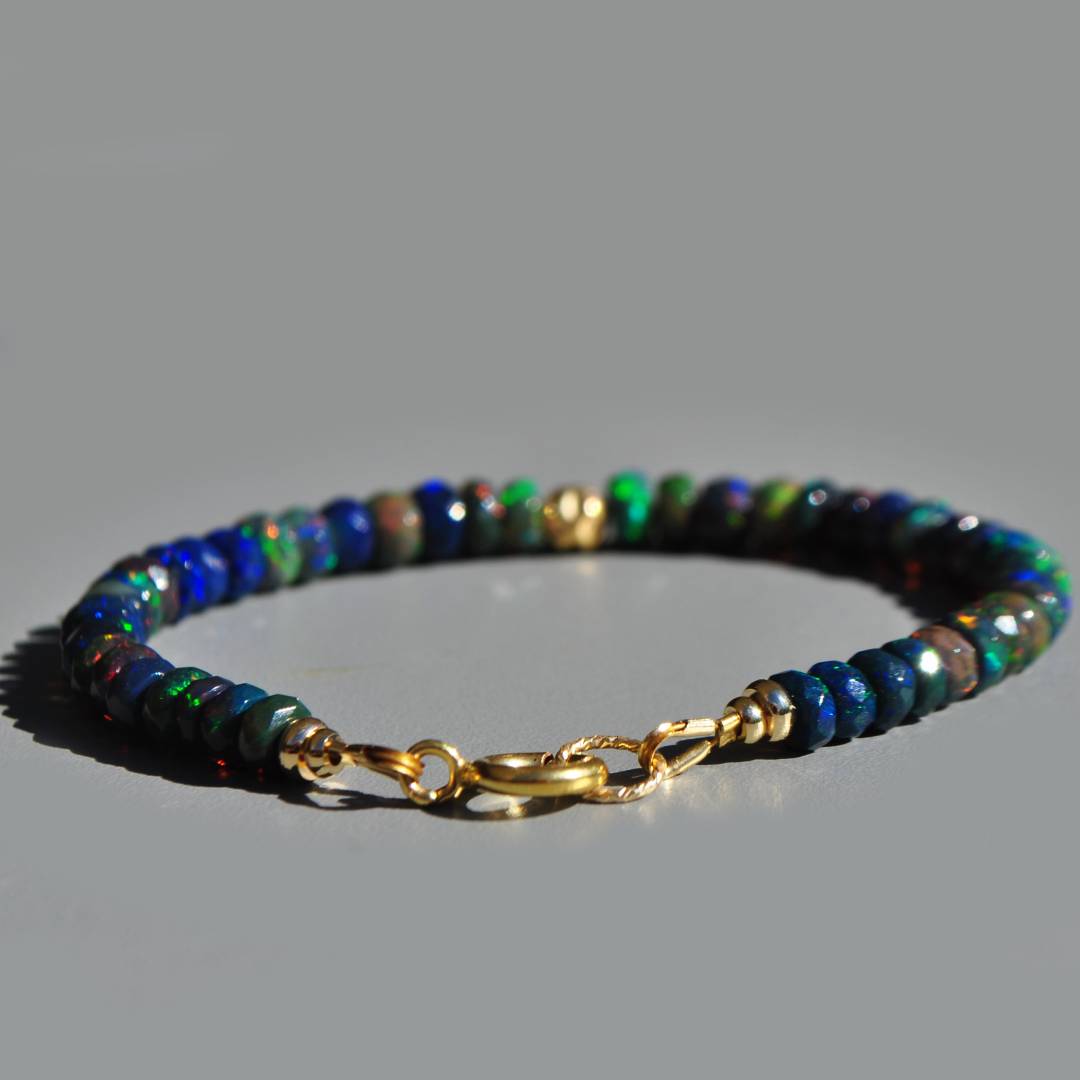 bracelet opale noire boule or-8