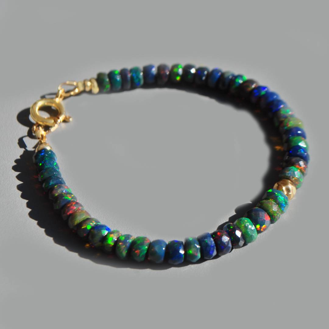 bracelet opale noire boule or-3