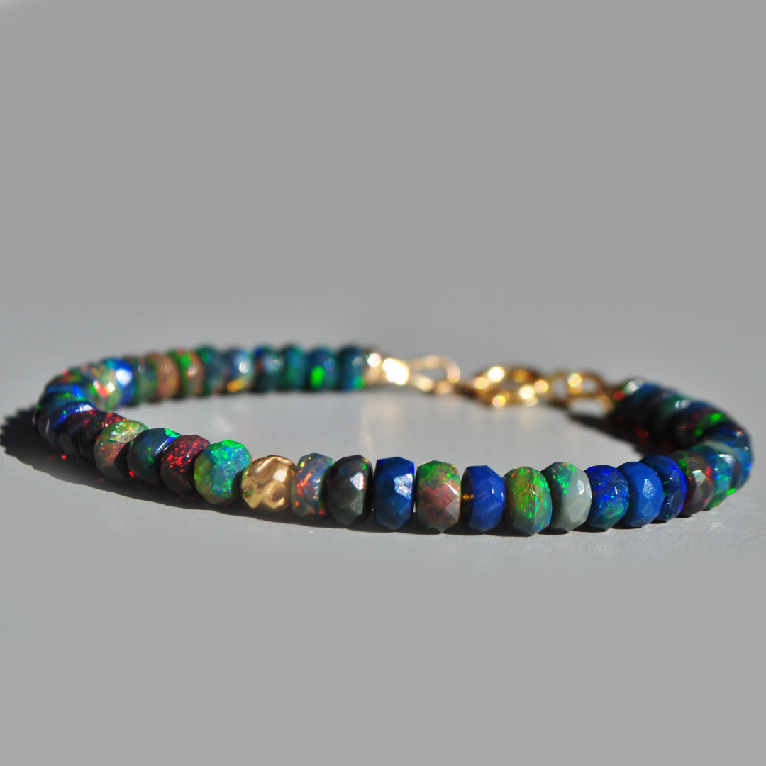 bracelet opale noire boule or-1