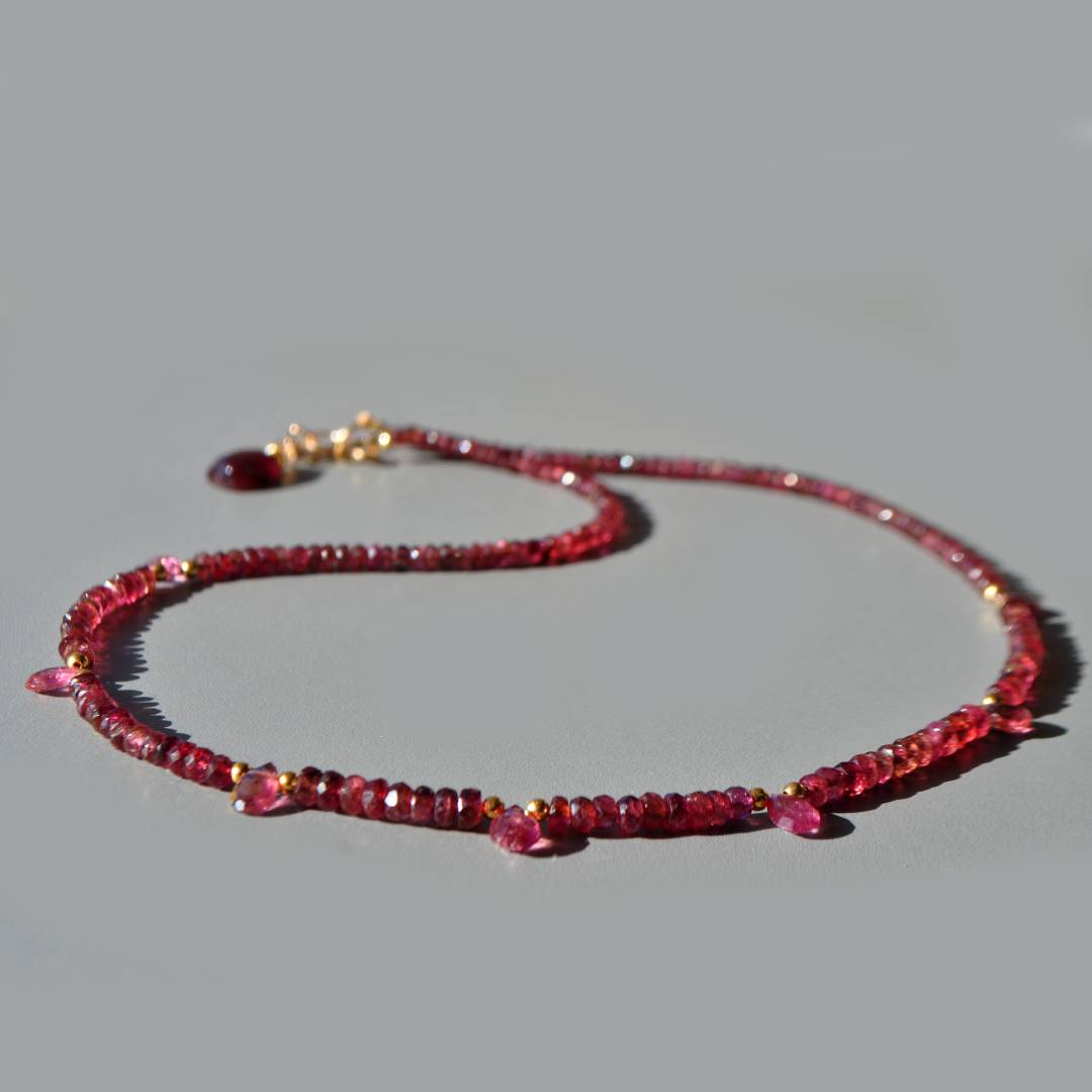 collier tourmaline rubellite gouttes