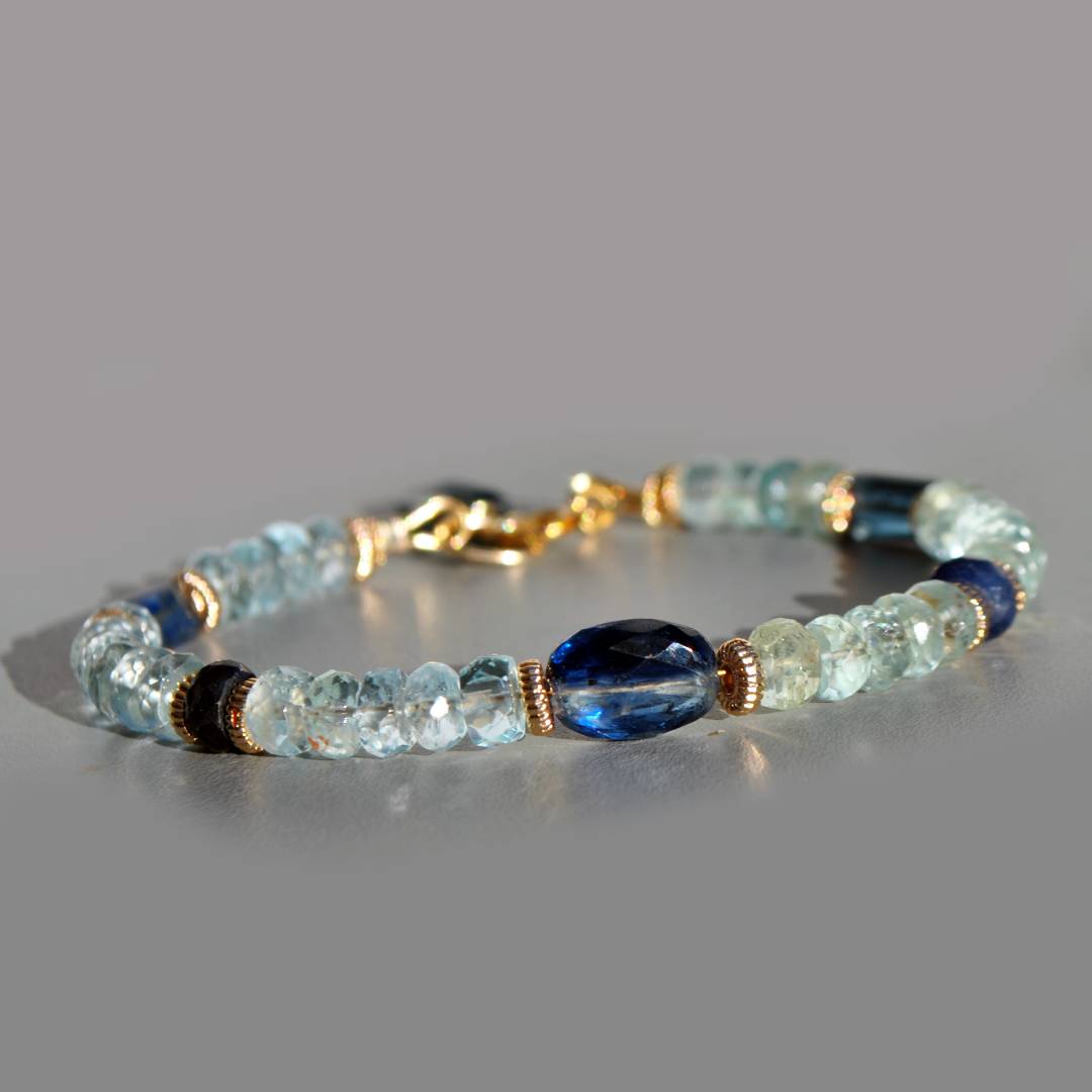 bracelet cynaite saphir aigue marine