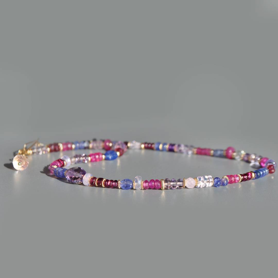 collier tanzaite saphir rose et amethyste rose-4
