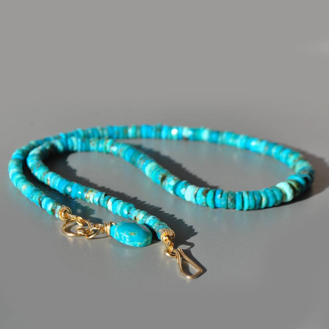 collier heishi facette de turquoise nevada-4