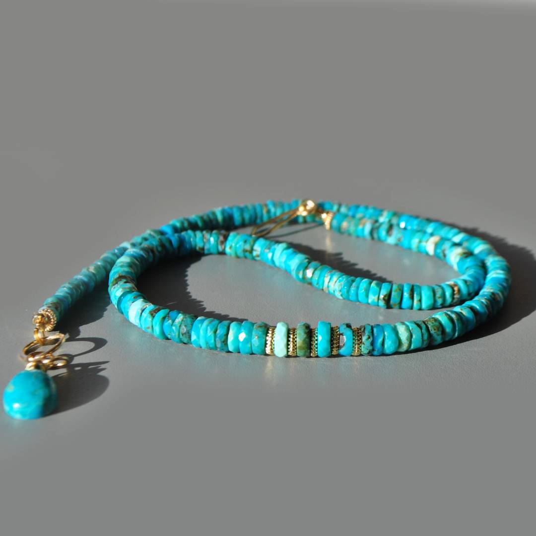 collier heishi facette de turquoise nevada-2