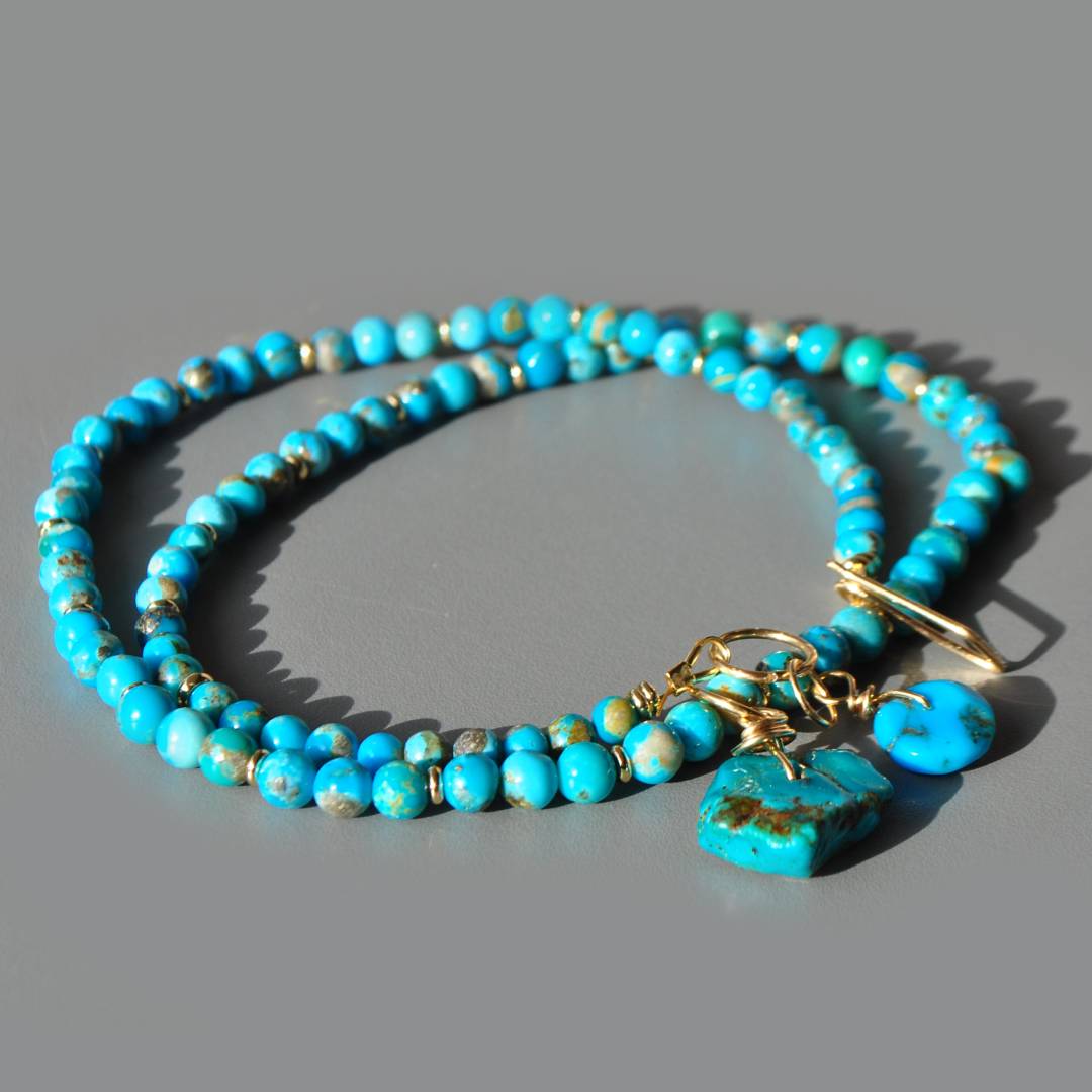 Collier turquoise boules pendentif-8