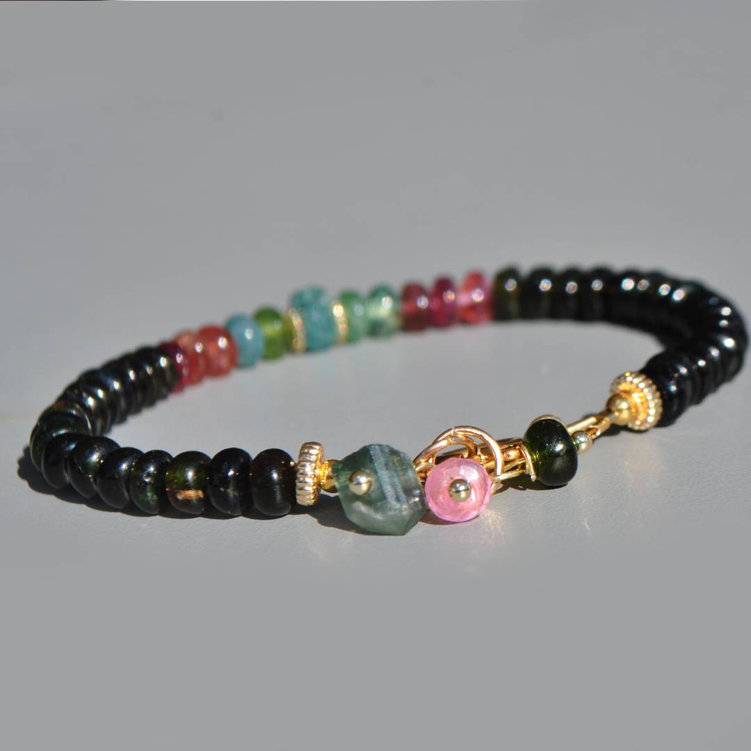bracelet tourmaline bleue noire rose-4