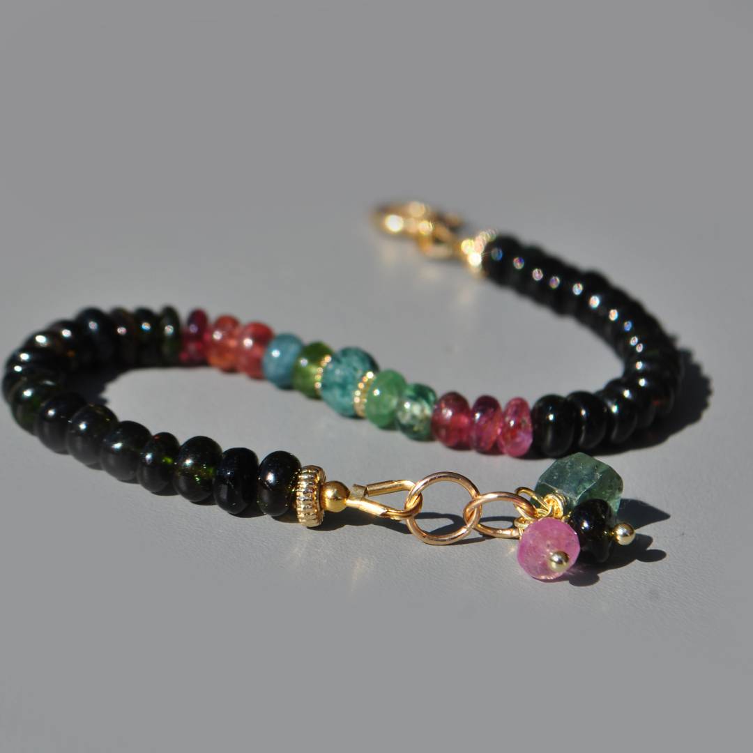 bracelet tourmaline bleue noire rose-6
