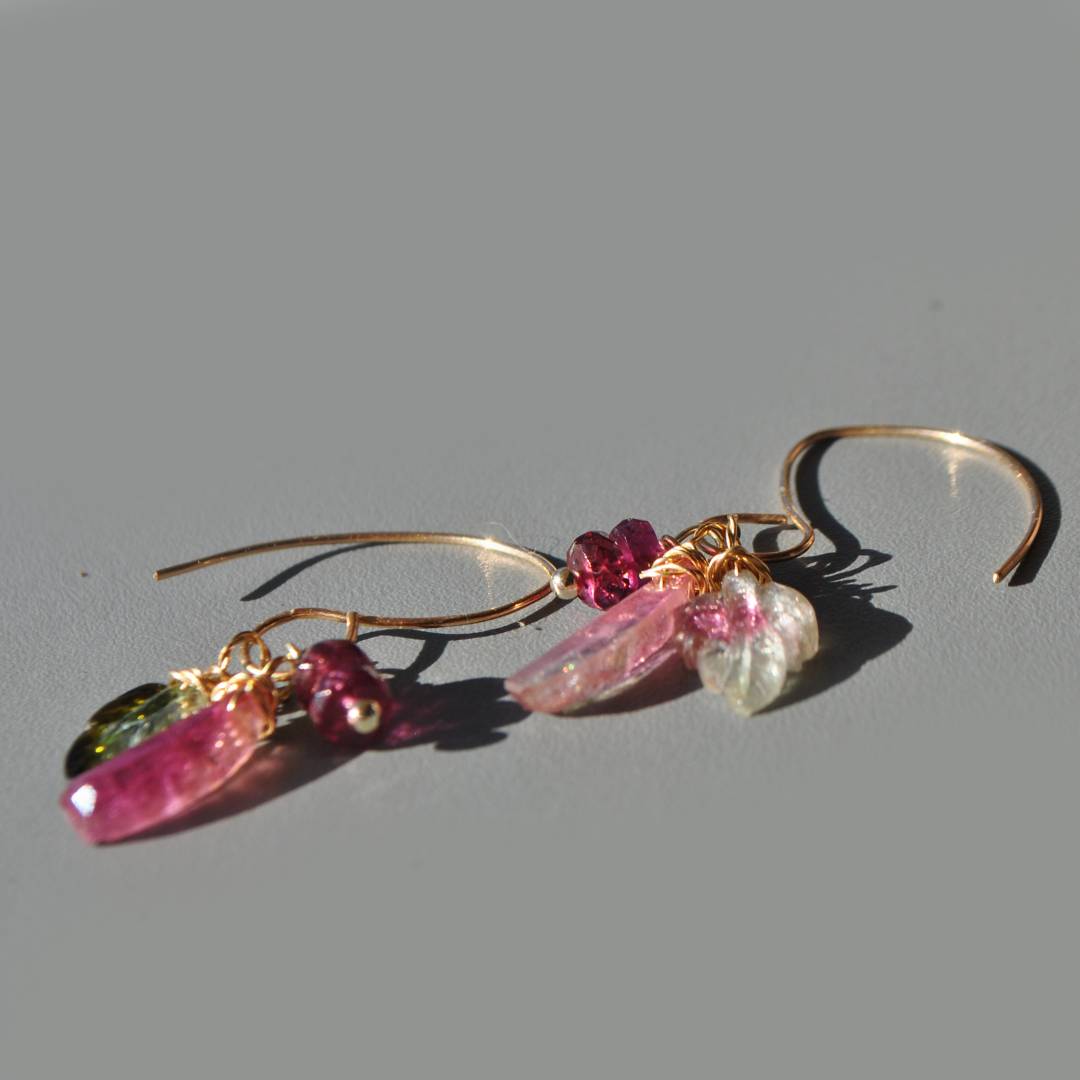 Boucles doreilles tourmaline pastèque rubellite-4