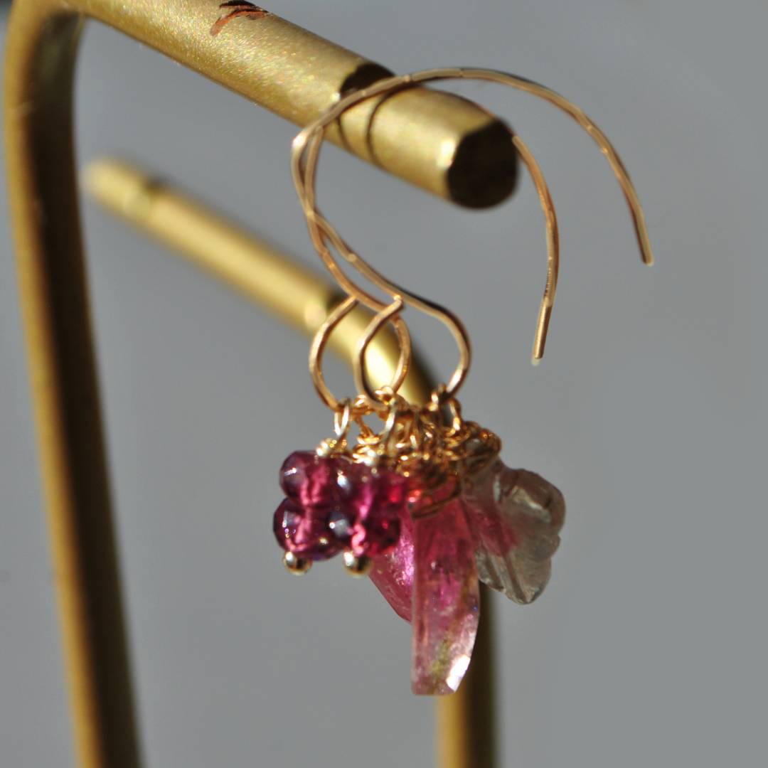 Boucles doreilles tourmaline pastèque rubellite-2