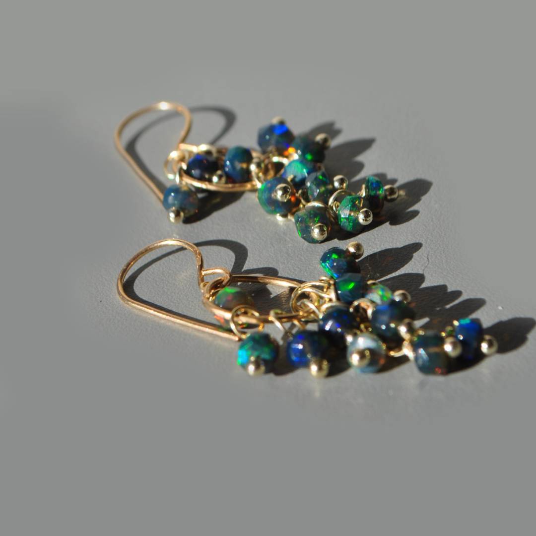 boucles doreilles opale noires anneau créole-2