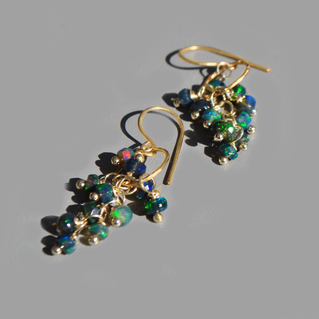 boucles doreilles opale noires anneau créole-4