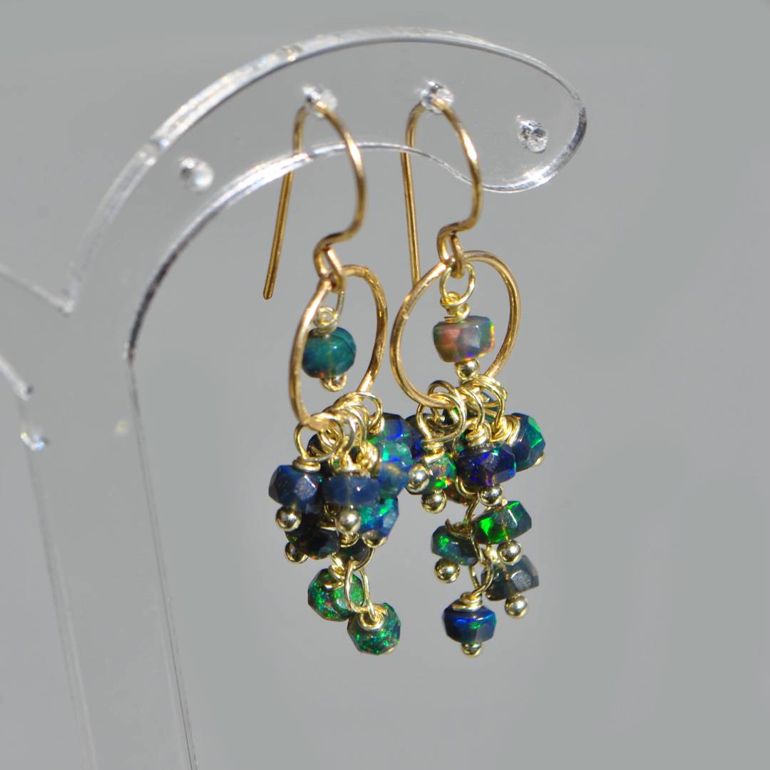 boucles doreilles opale noires anneau créole-6