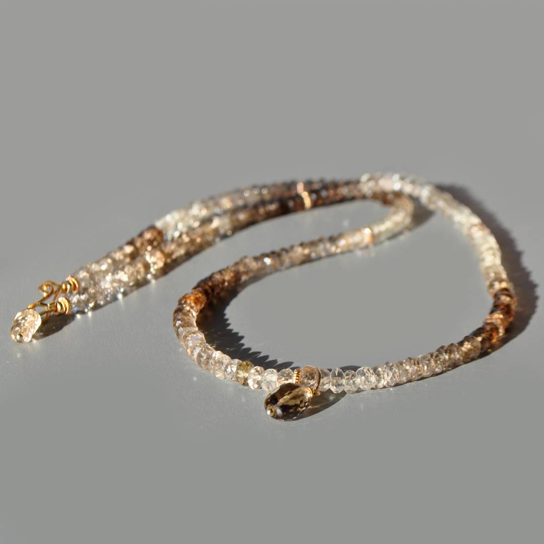 collier long quartz fumé