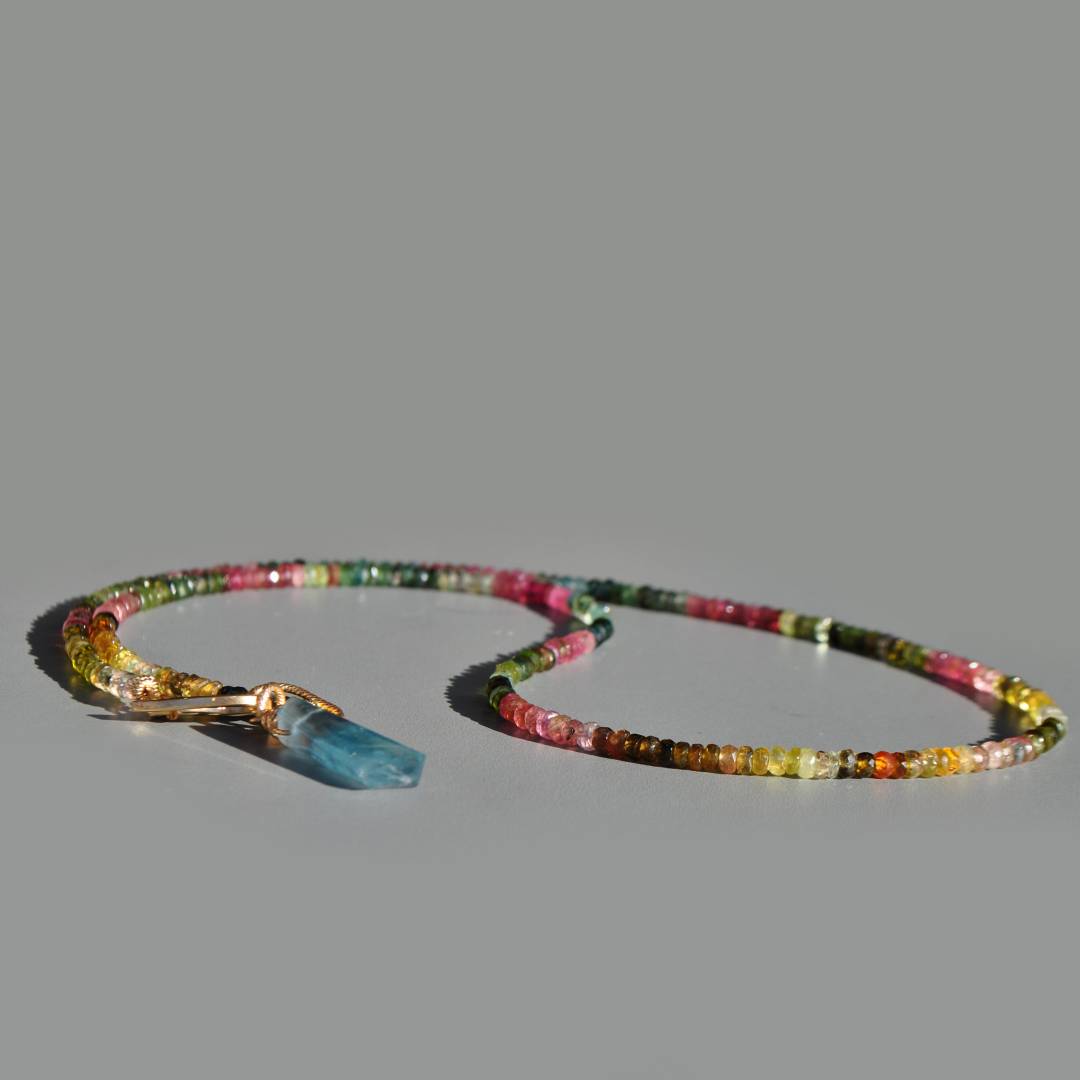 sautoir tourmaline multicolore pendentif fluorite bleue-6