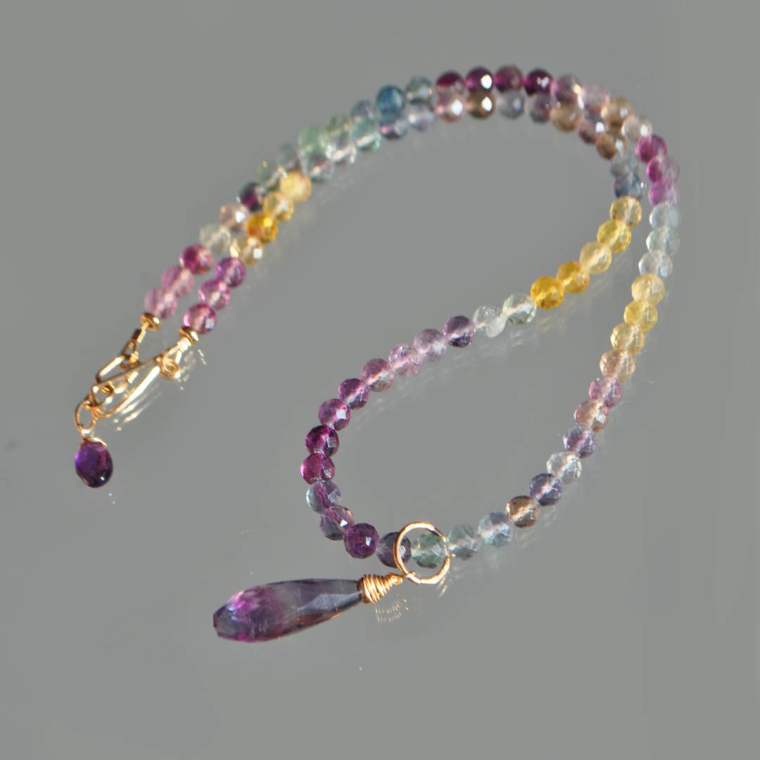 collier pendentif fluorite boules