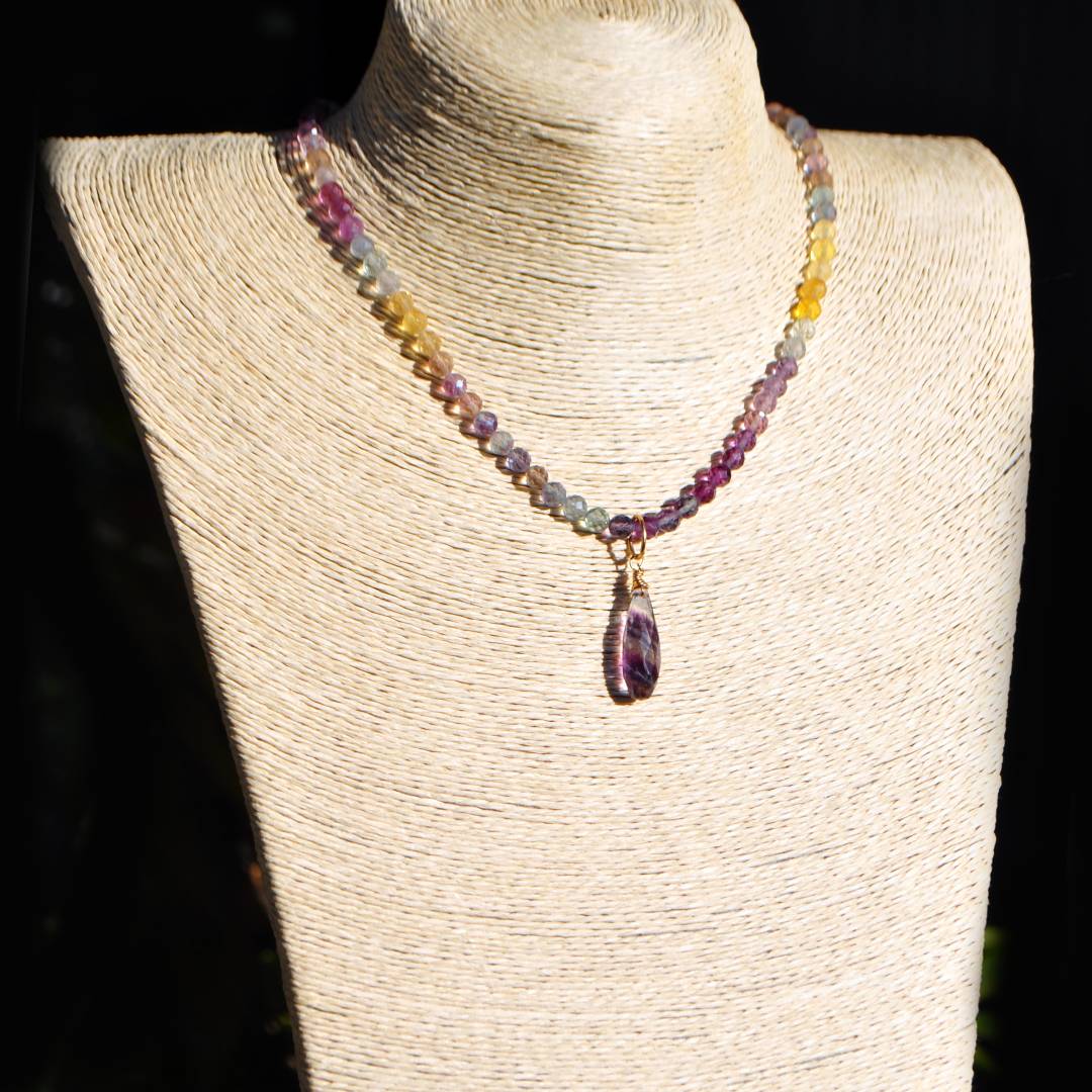 collier pendentif fluorite boules-B