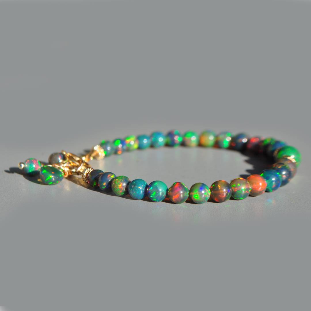 bracelet opale noire perle boule -7