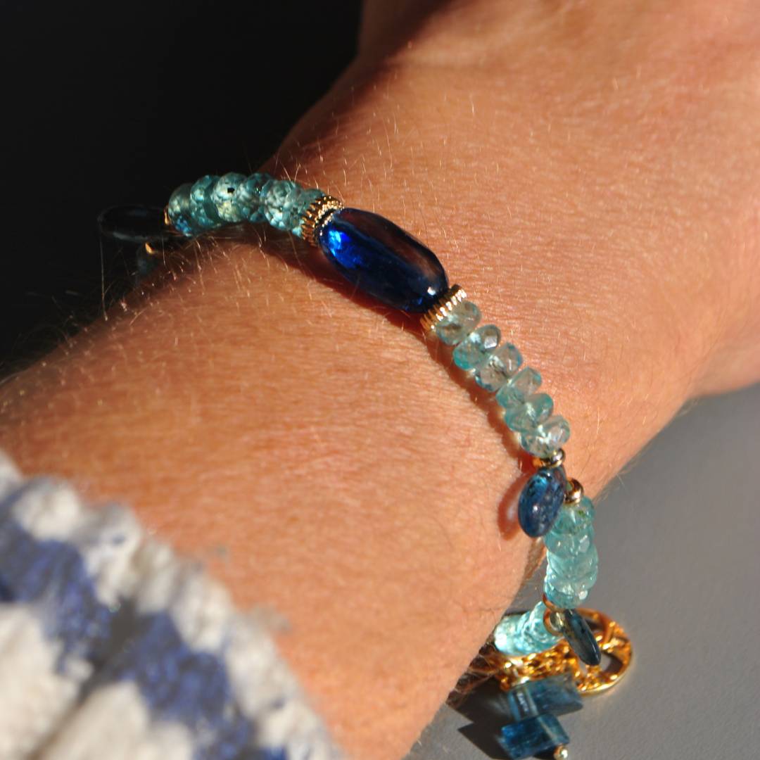 bracelet apatite cyanite mousse-B