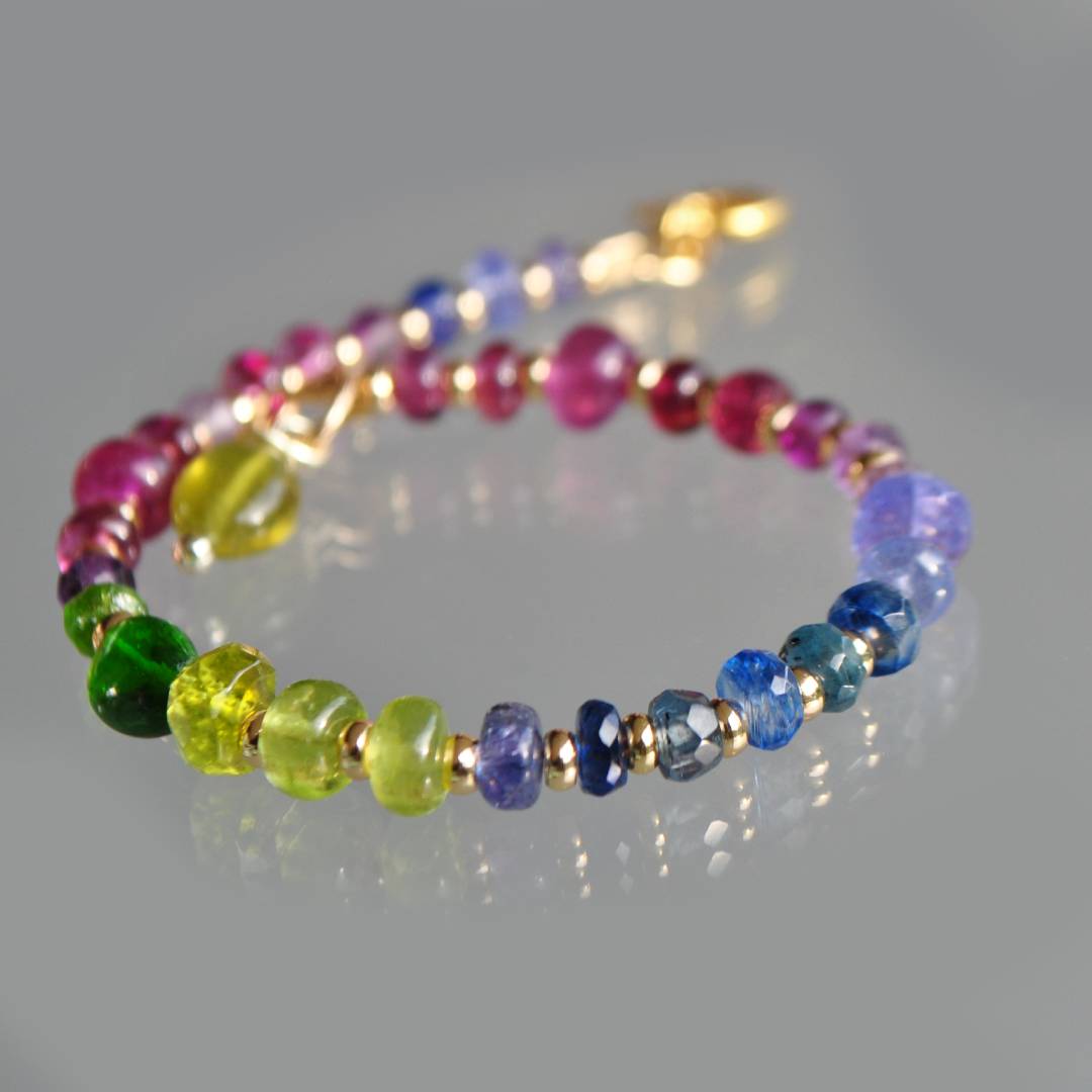 bracelet grebat saphir rose tanzanite emeraude peridot diopside cyanite-5