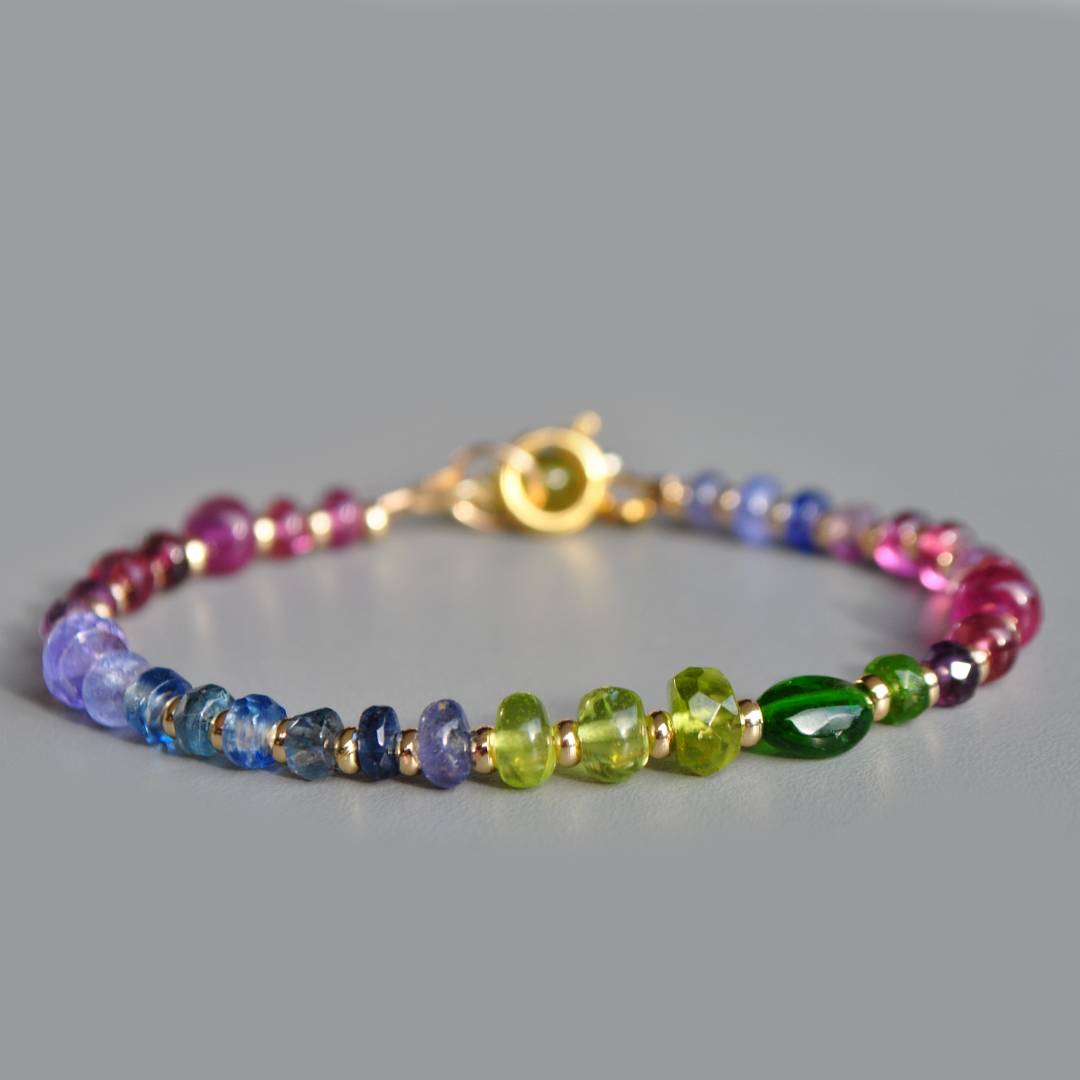 bracelet grebat saphir rose tanzanite emeraude peridot diopside cyanite-4