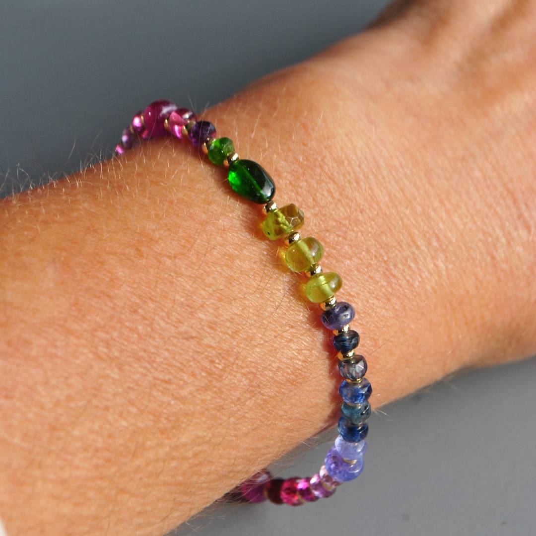 bracelet grebat saphir rose tanzanite emeraude peridot diopside cyanite-9