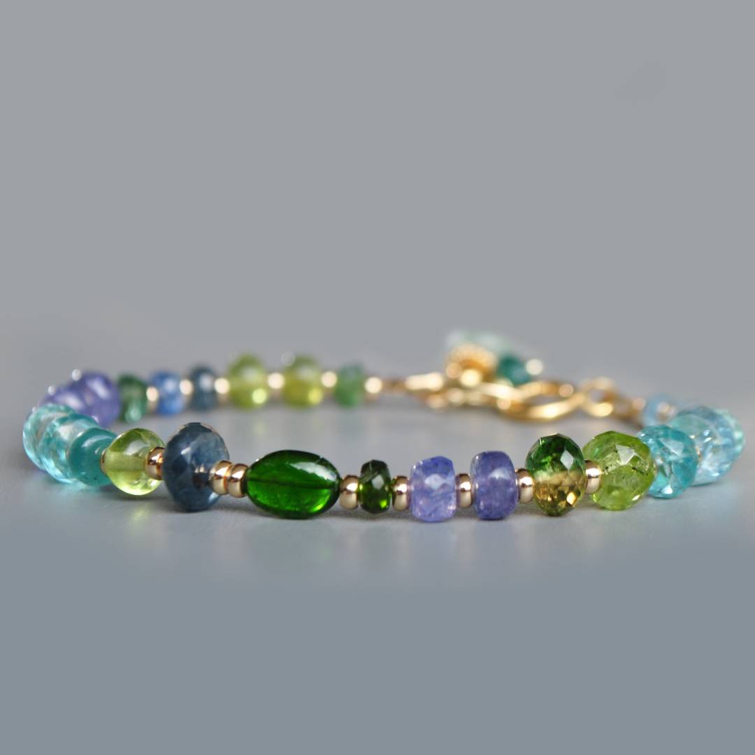 Bracelet Apatite dioside tanzanite cyanite péridot-1
