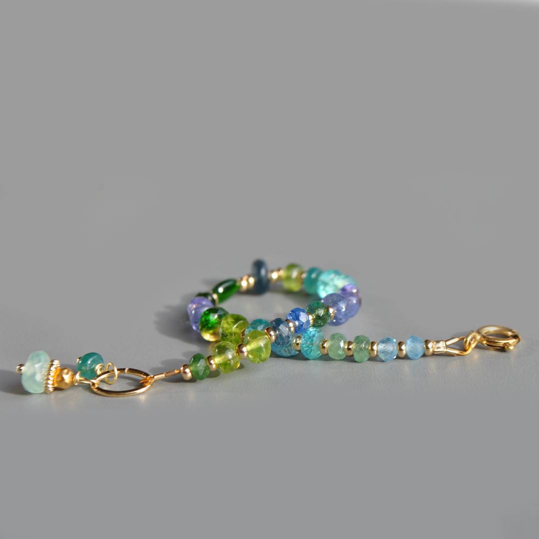 Bracelet Apatite dioside tanzanite cyanite péridot-5