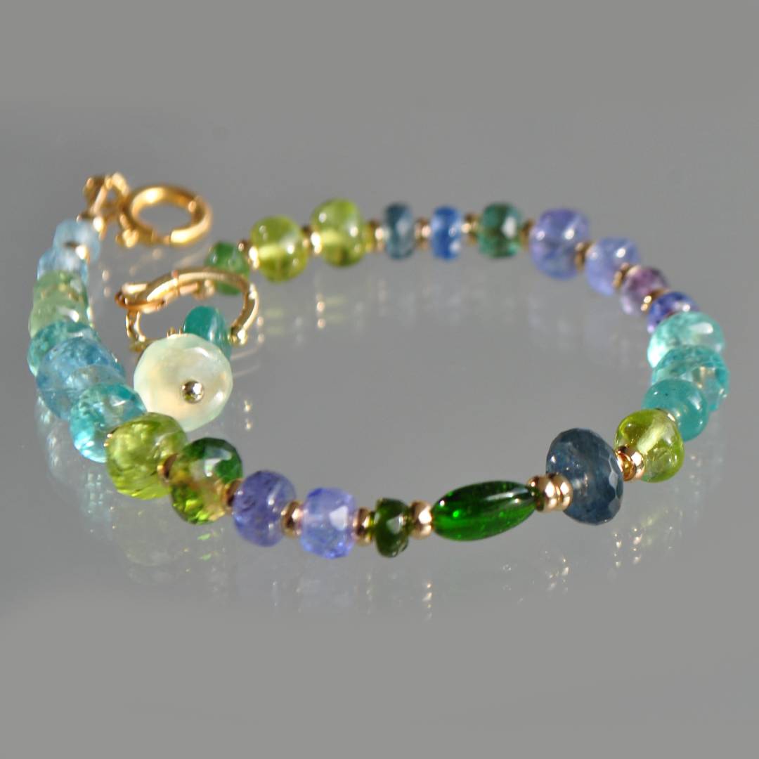 Bracelet Apatite dioside tanzanite cyanite péridot-7