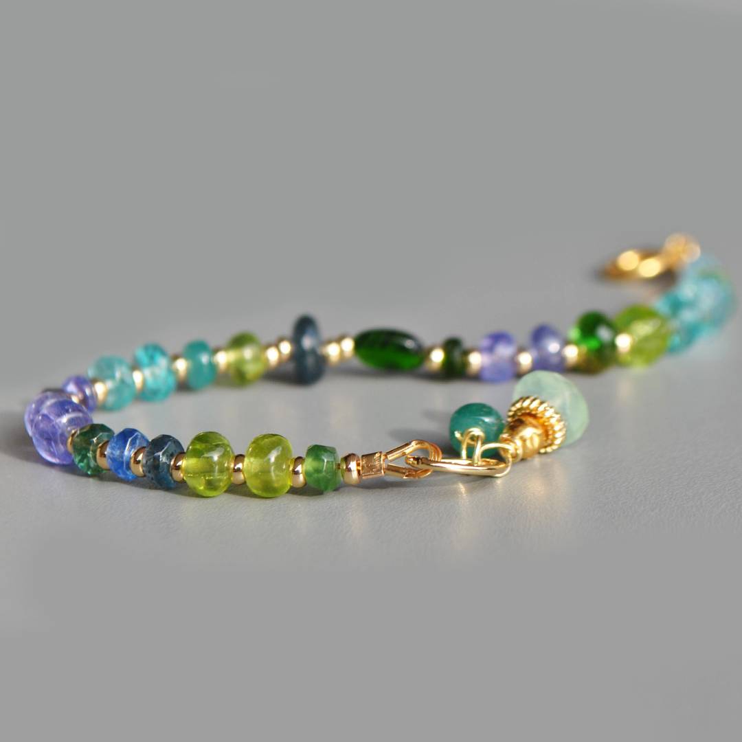 Bracelet Apatite dioside tanzanite cyanite péridot-6