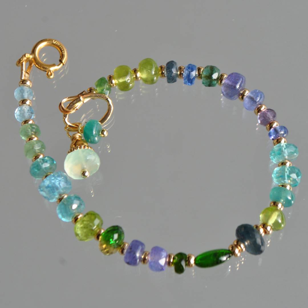 Bracelet Apatite dioside tanzanite cyanite péridot-9