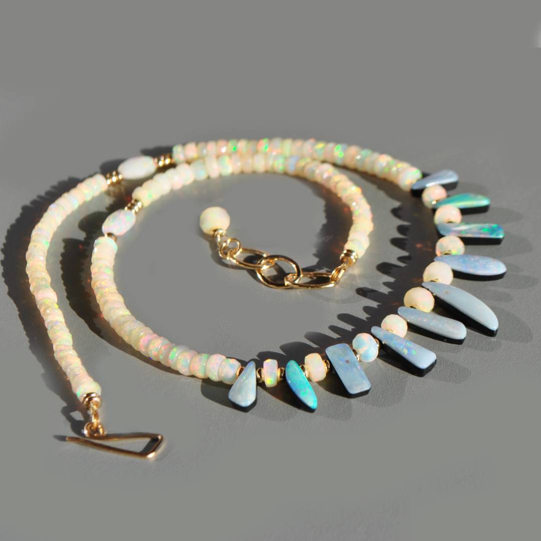 Collier Pendentif en Opale Australienne et Éthiopienne-6