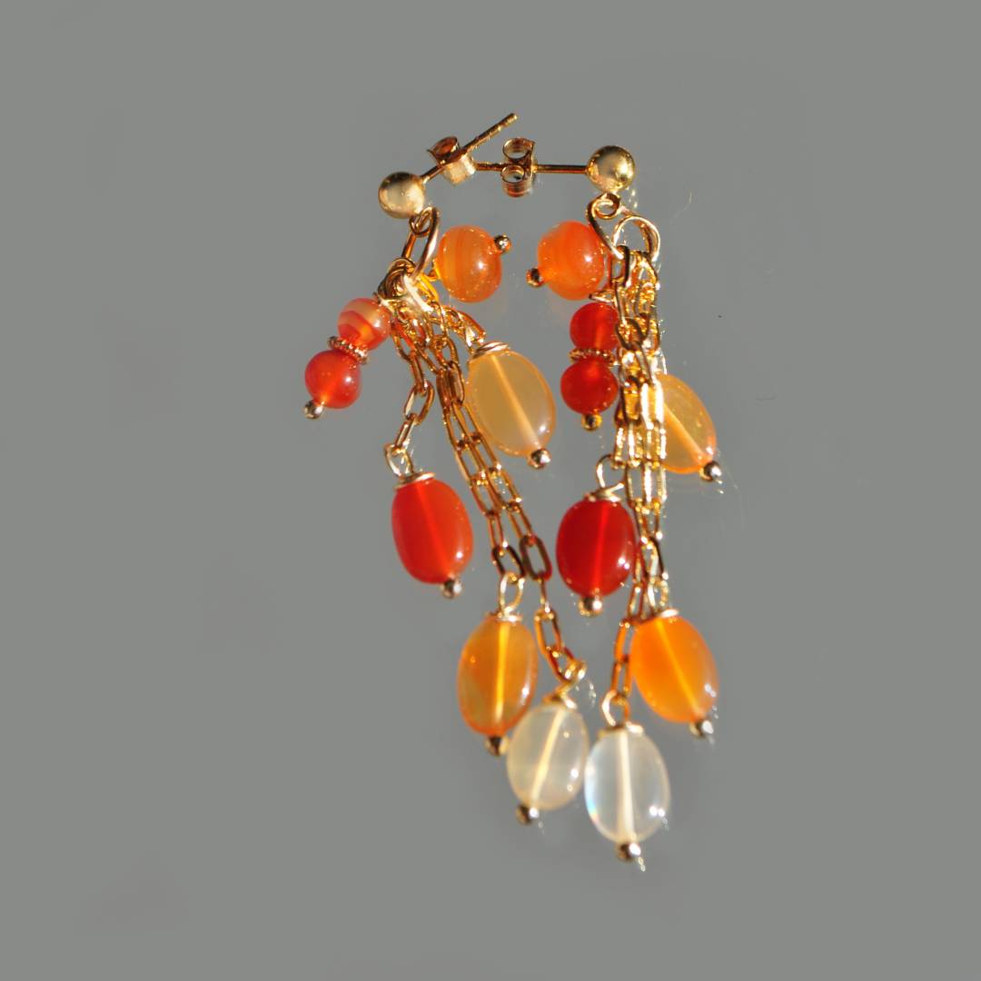 boucle oreille pendante opale de feu-7