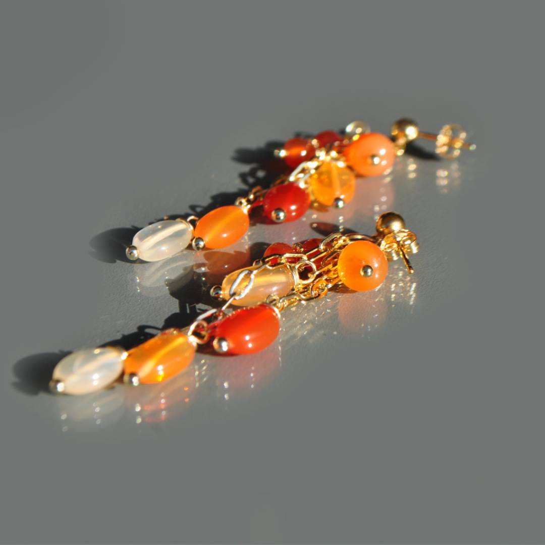 boucle oreille pendante opale de feu