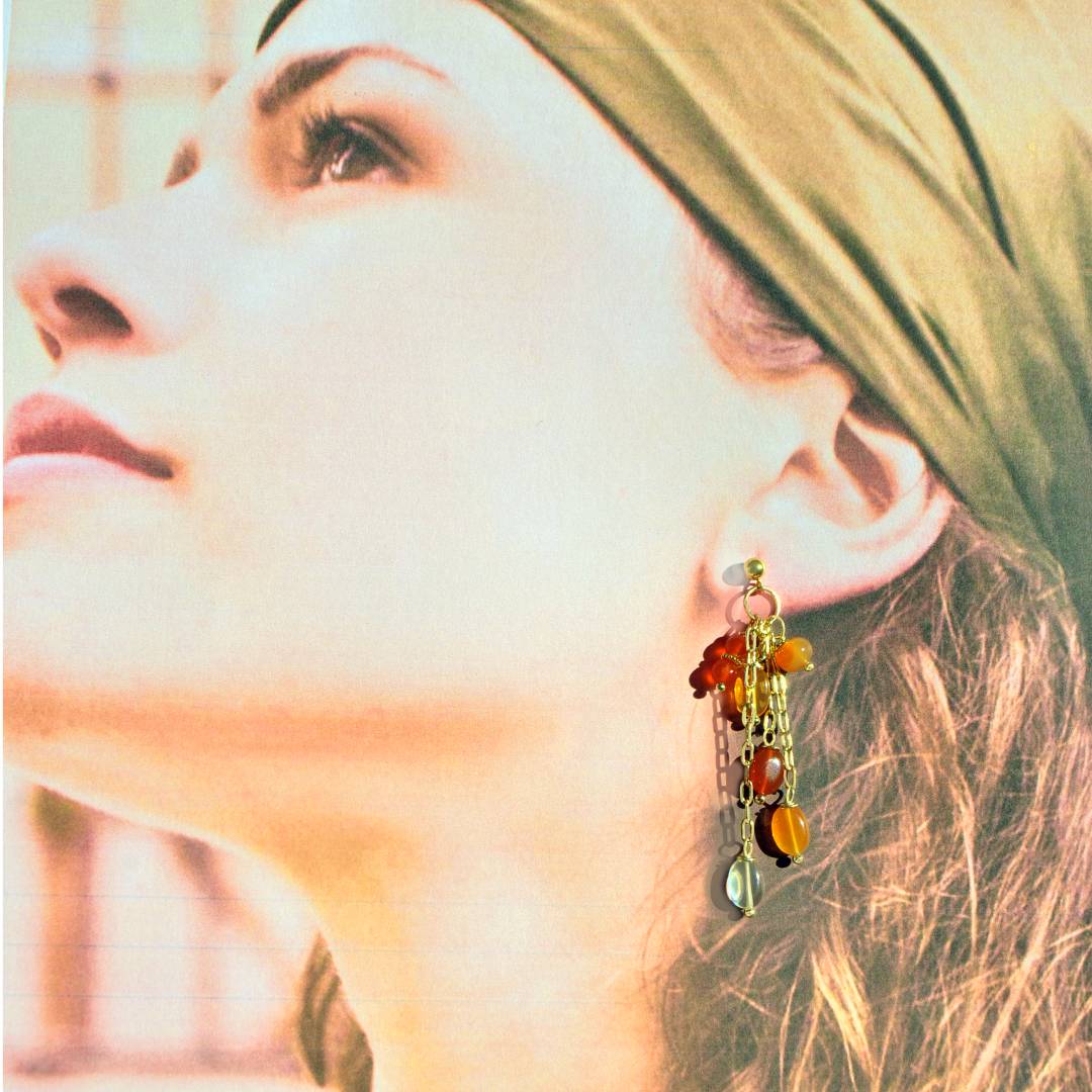boucle oreille pendante opale de feu-B
