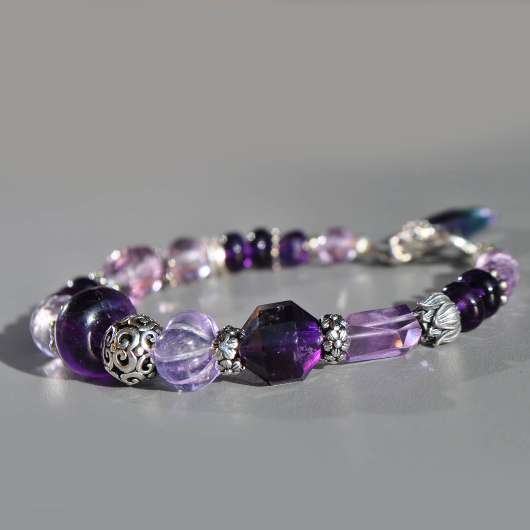 bracelet améthyste rose argent-4