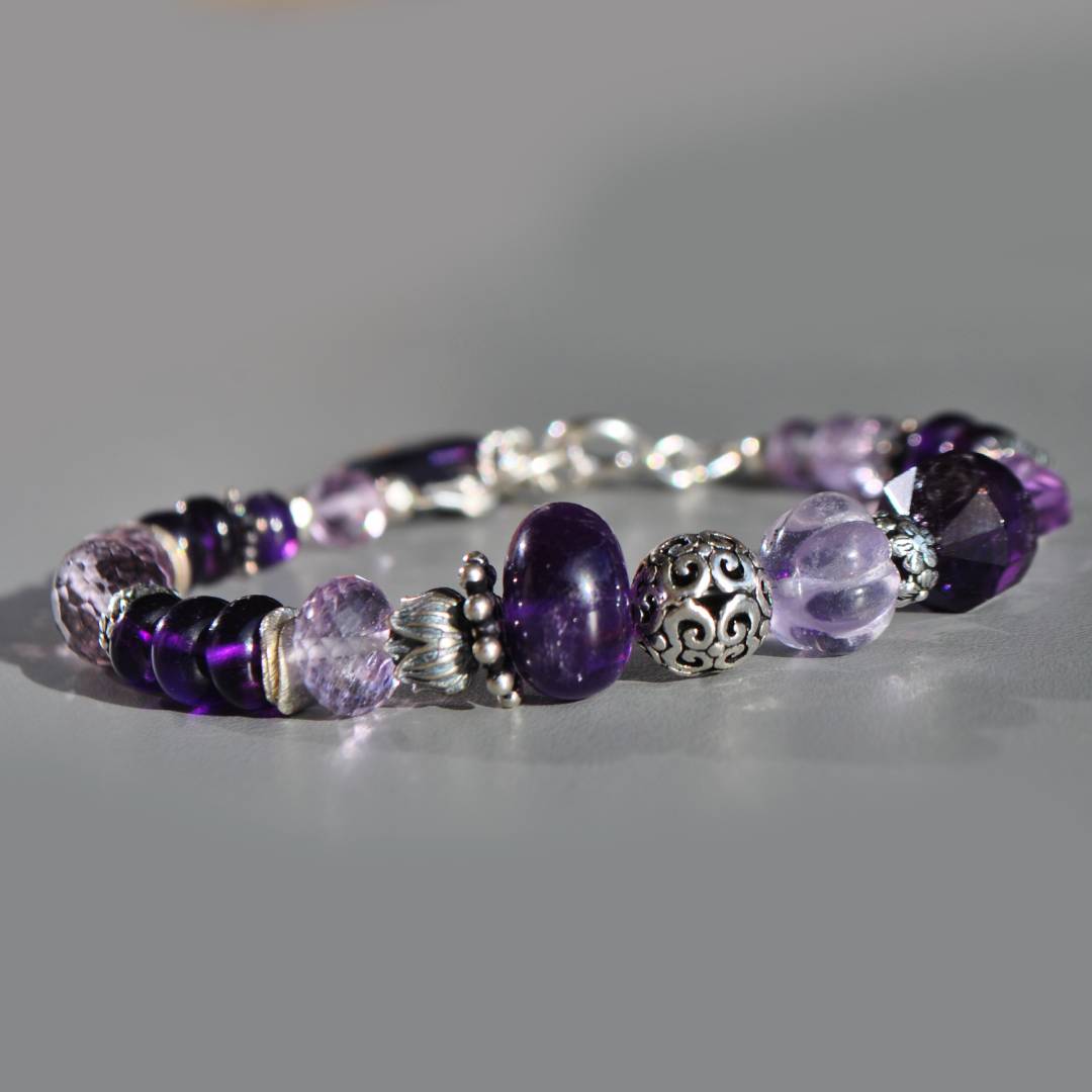 bracelet améthyste rose argent-2