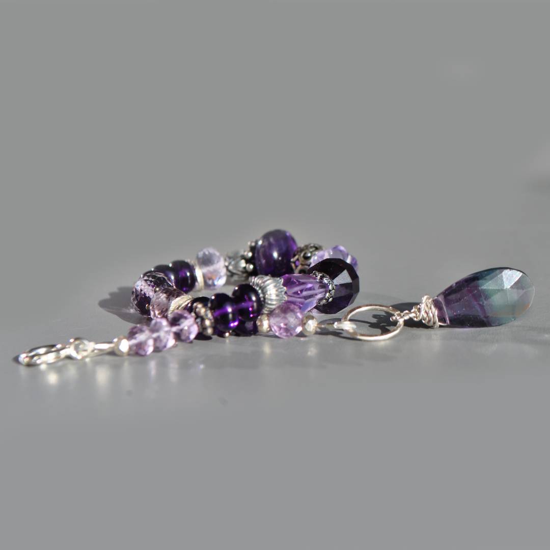 bracelet améthyste rose argent-5