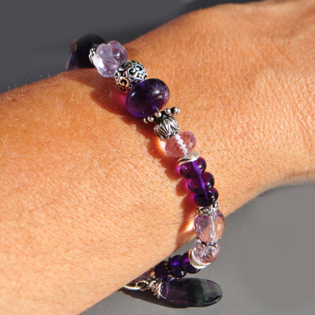 bracelet améthyste rose argent-7