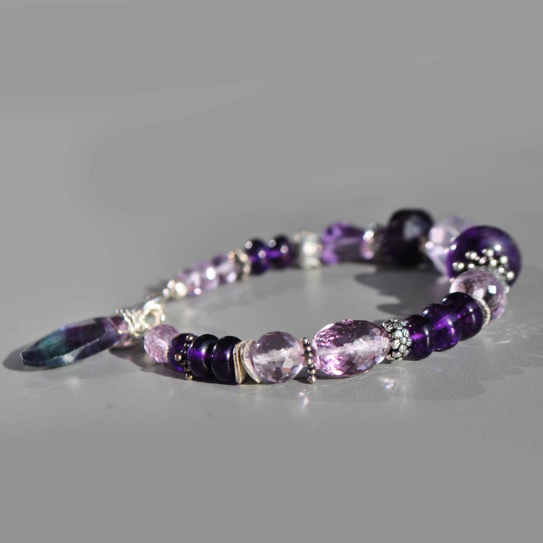 bracelet améthyste rose argent-3