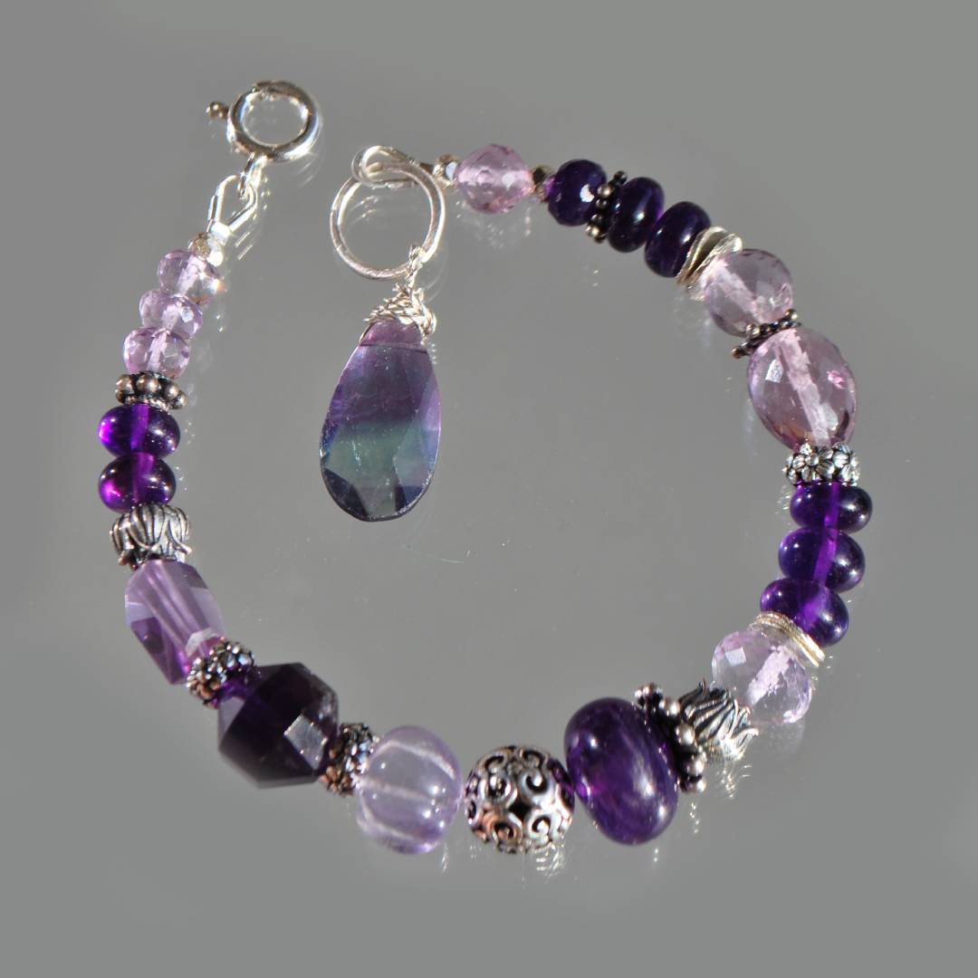 bracelet améthyste rose argent-6