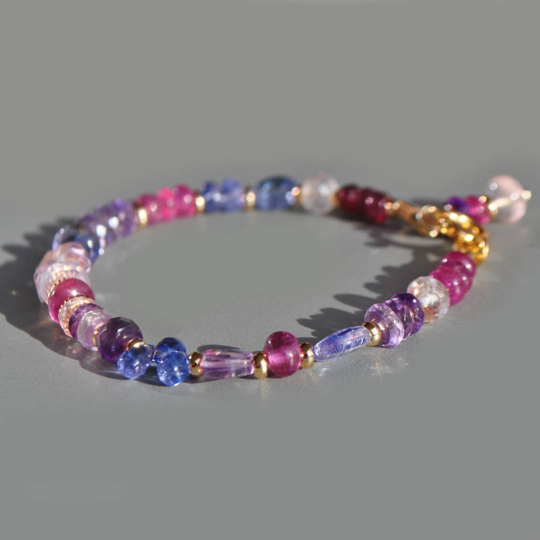 bracelet tanzanite saphir rose améthyste-3