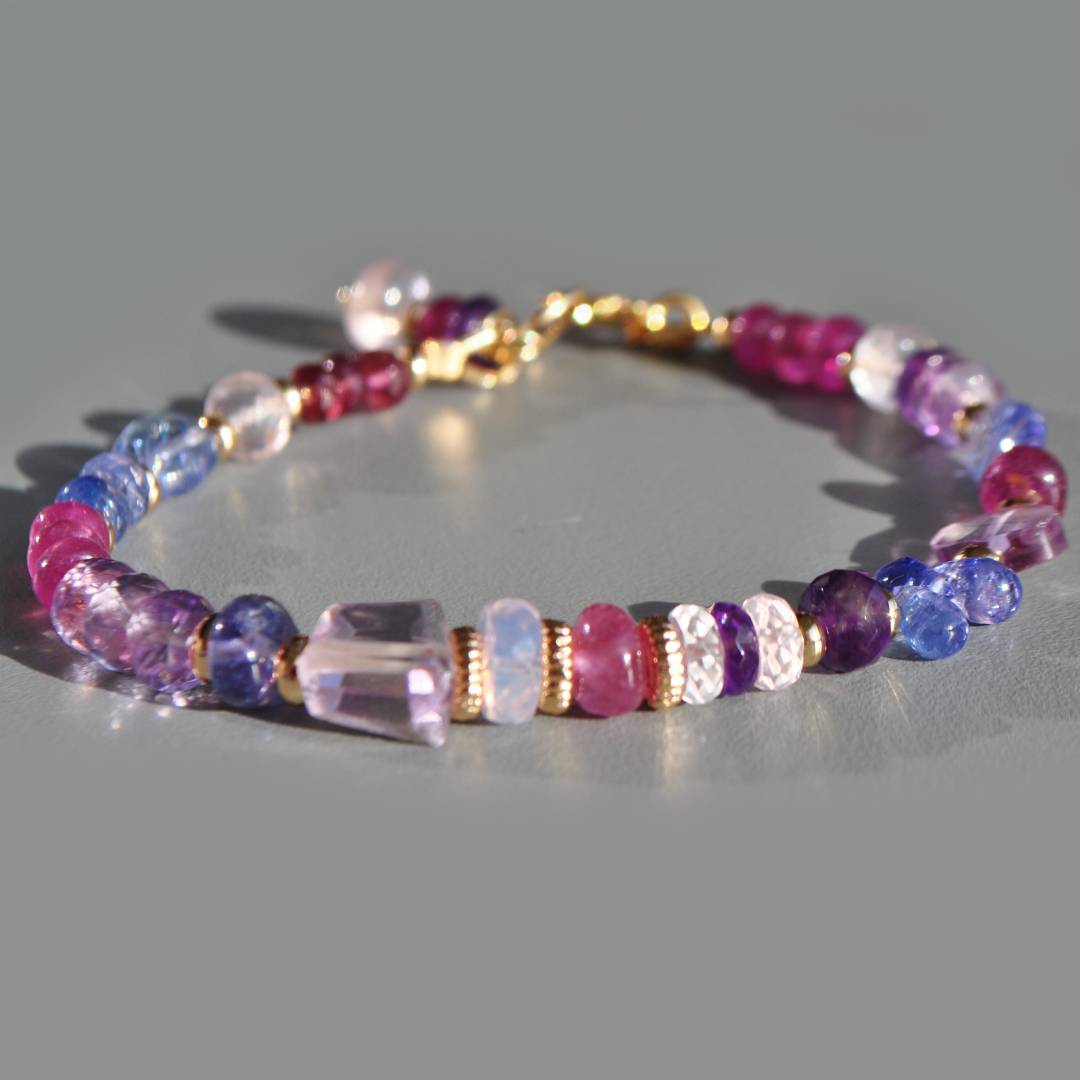 bracelet tanzanite saphir rose améthyste