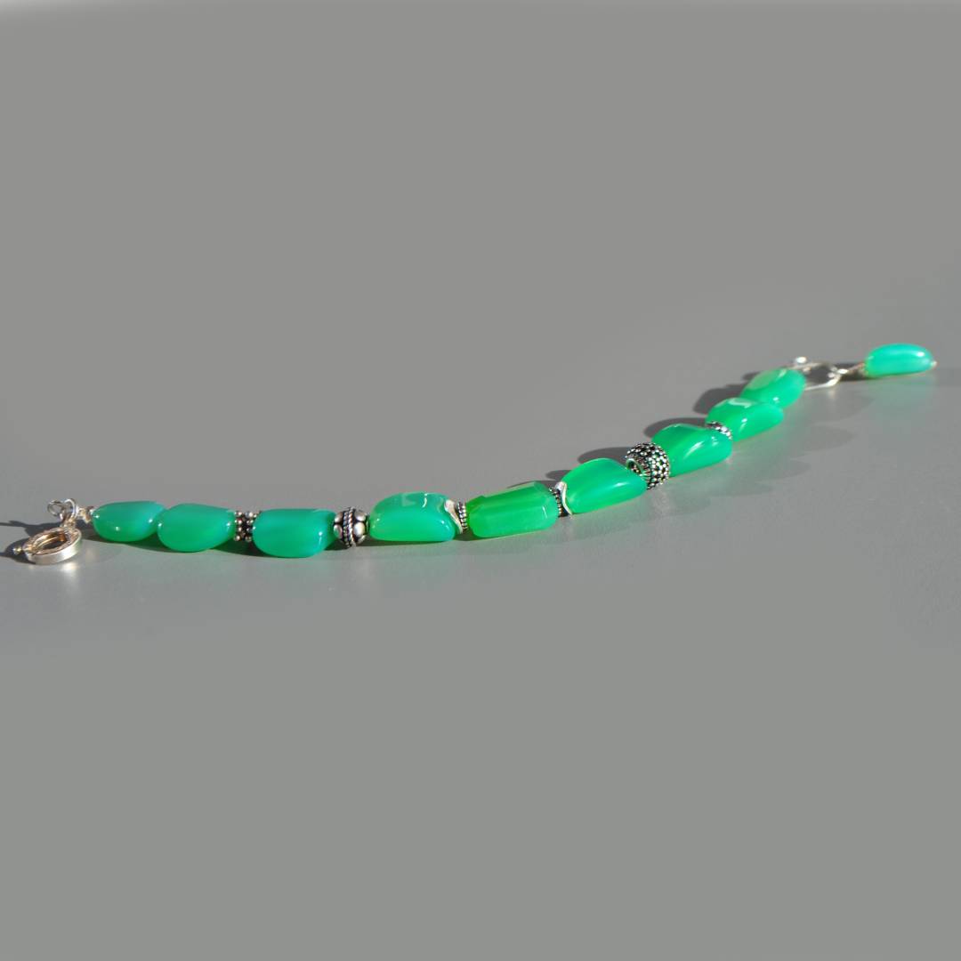 bracelet chrysoprase Argent 925-6
