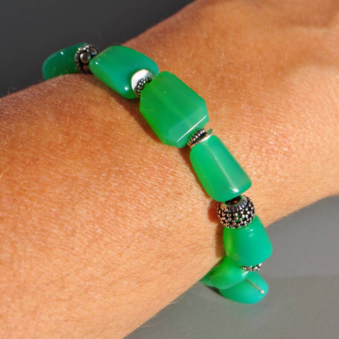 bracelet chrysoprase Argent 925-7